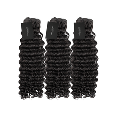 MelaGod Imports Allure Deep Wavy features a super sexy curly pattern that's easy to manage. The perfect heat free style that goes well with any look. Activate your curls by adding water, and you're all set to go!   Key Features:   Thick & Full Hair Extensions: Luxuriate in the richness of these thick voluminous hair bundles, providing a natural finish, and pairs perfectly with natural or relaxed hair. 100% Human Hair, Natural Luster Versatile Styling & Custom Coloring